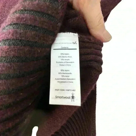 SMARTWOOL Ripple Creek Tunic Sweater in Fig Heather Wine Red & Charcoal Size XS - Picture 8 of 8